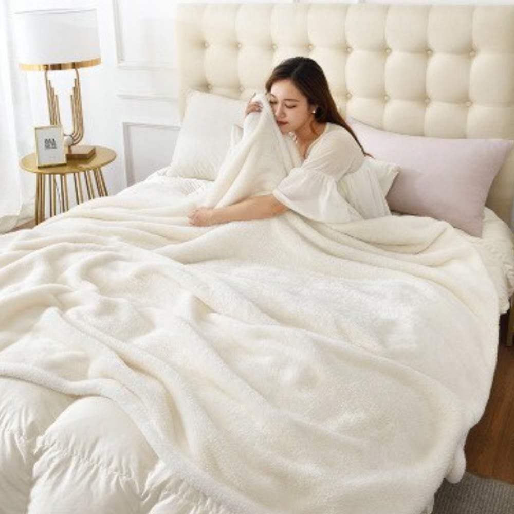 buy white fluffy blanket